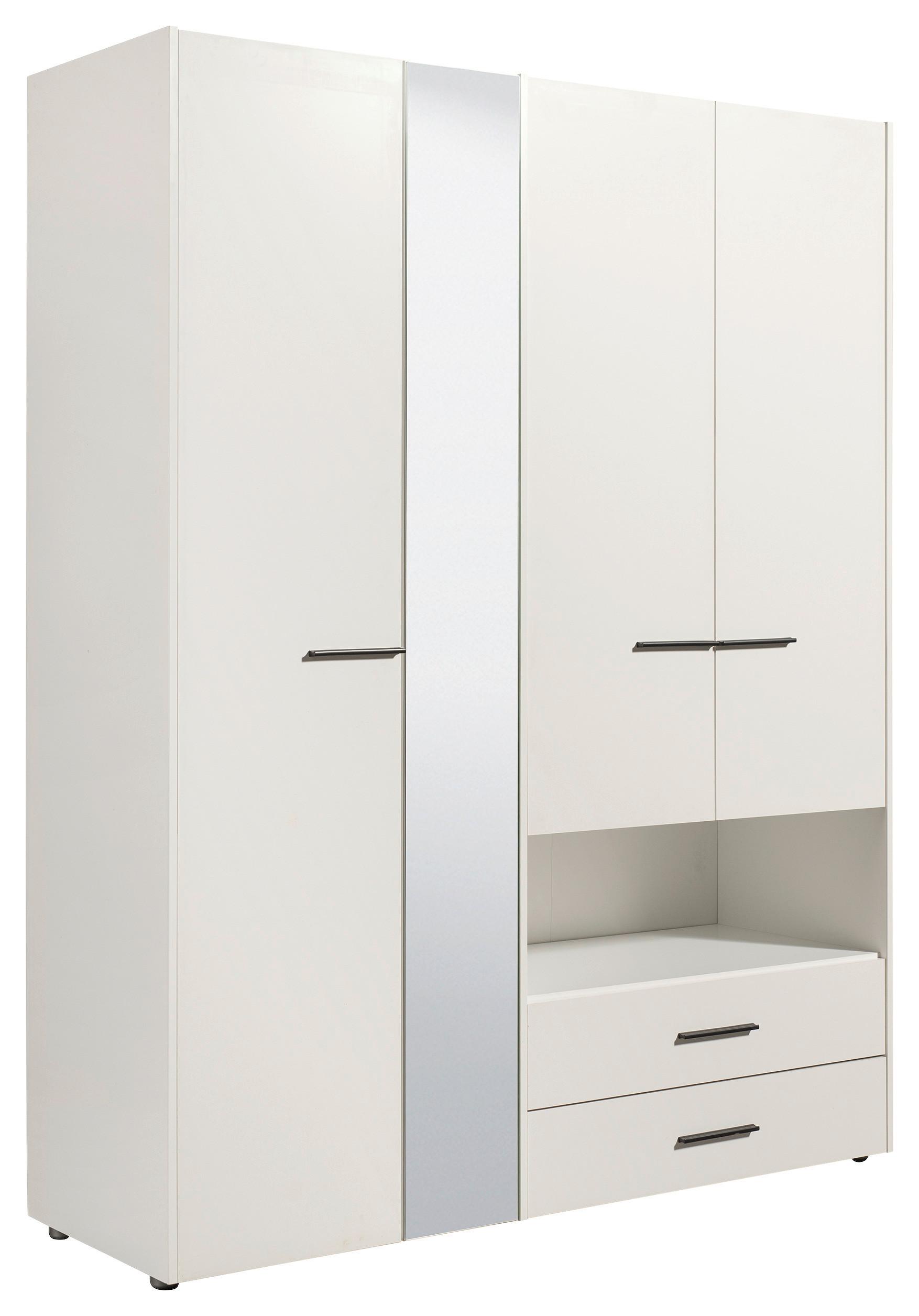 GARDEROB LEON - vit/svart, Klassisk, trämaterial/plast (161/205,5/54cm) - Mömax