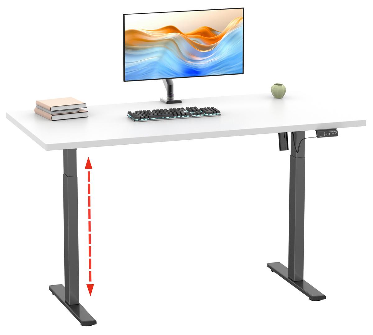 BUREAU E-LONA - noir/blanc, Design, métal/matériau de bois (140/80/71cm) - MID.YOU