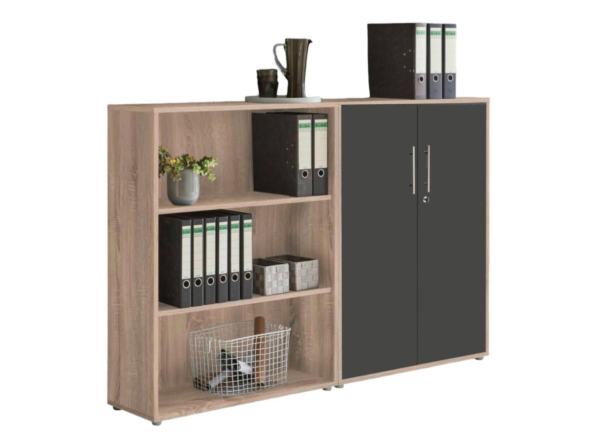 AKTENSCHRANK OFFICE EDITION-SW SET 1 NIEDR. - Anthrazit/Sonoma Eiche, MODERN, Holzwerkstoff (168,8/113,6/33cm) - MID.YOU