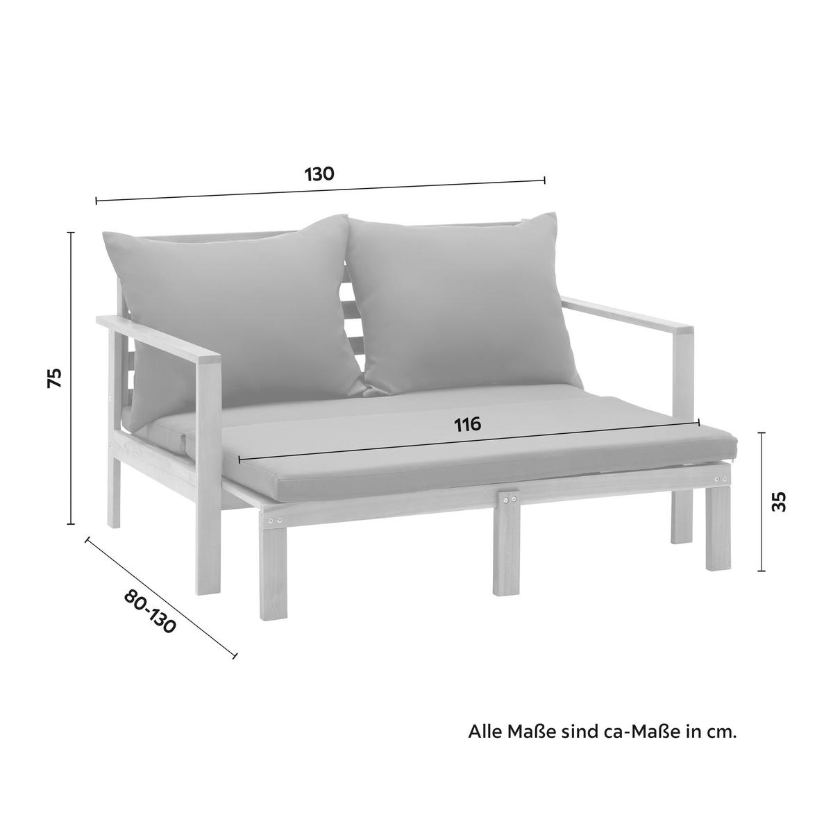 Sonneninsel Pia Dunkelgrau Akazie/Outdoorstoff - Dunkelgrau, MODERN, Holz/Textil (130/75/80-130cm) - Bessagi Garden