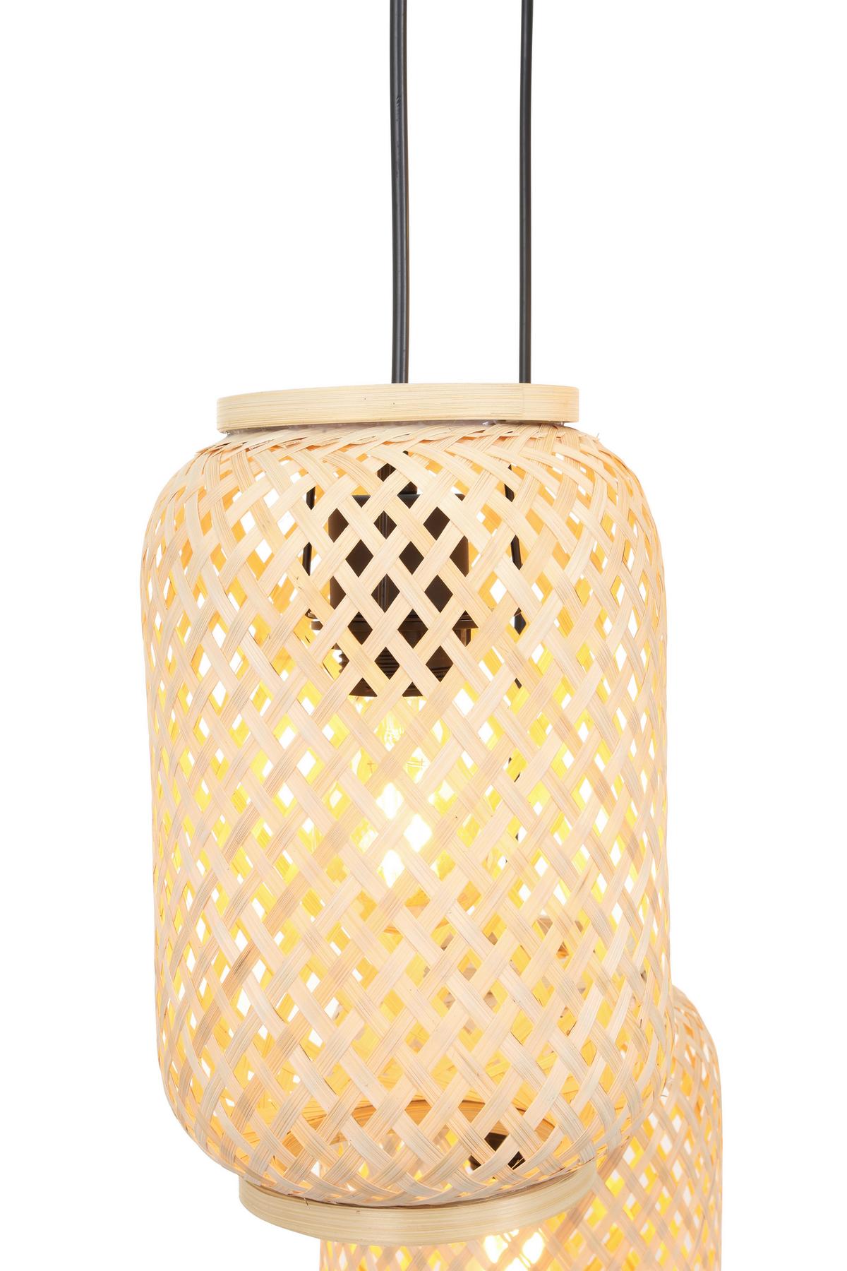 LAMPA WISZĄCA MONIQUE - kolor naturalny/czarny, Trend, materiały naturalne/metal (41/120cm) - Novel