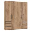 Drehtürenschrank mit Laden B: 200 cm Level, Eiche Dekor - Chromfarben/Eichefarben, MODERN, Holzwerkstoff (200/236/58cm) - MID.YOU
