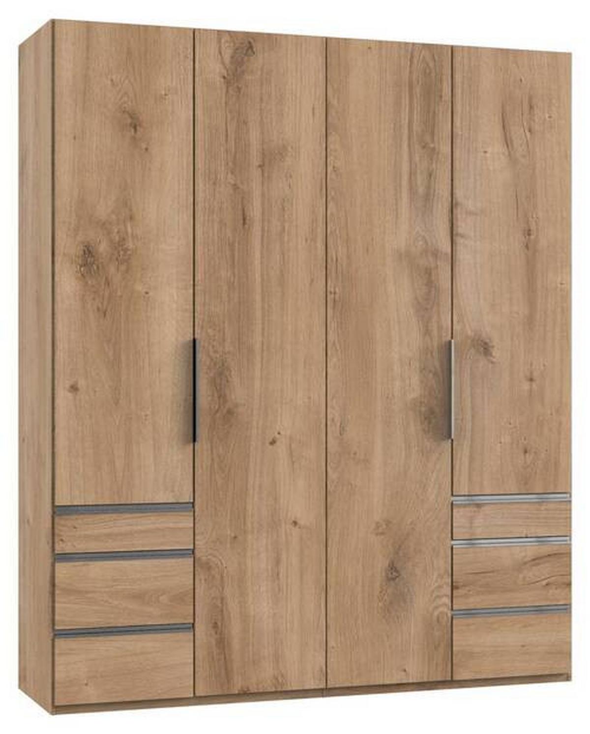 Drehtürenschrank mit Laden B: 200 cm Level, Eiche Dekor - Chromfarben/Eichefarben, MODERN, Holzwerkstoff (200/236/58cm) - MID.YOU