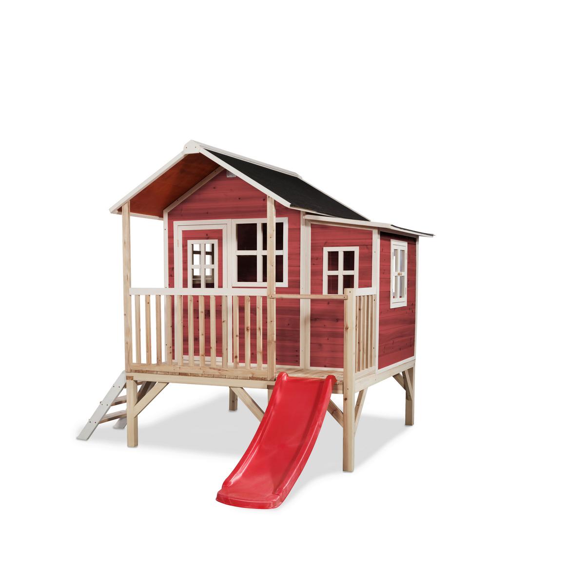 Spielhaus Exit Loft Rot - Rot, KONVENTIONELL, Holz (322/190/215cm) - EXIT Toys