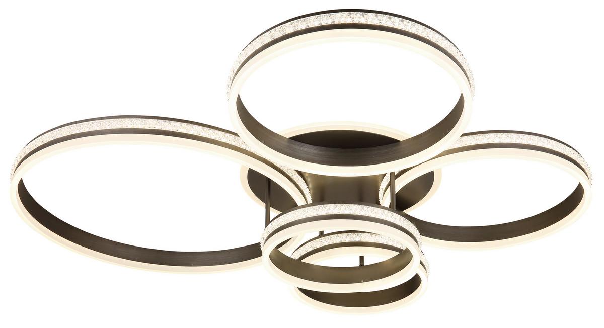 Stropna Led-svetilka Grouni, S Sijalko - barve titana/opal, Design, kovina/umetna masa (114/91/21,5cm) - Globo