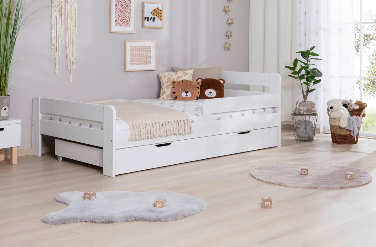Bett Bennet mit Schubkasten ca. 120x200 cm Weiß - Weiß, MODERN, Holz (120/200cm) - MID.YOU