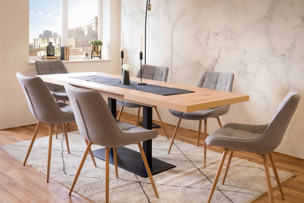 Raztegljiva Jedilna Miza Quadrato, 120-200x80cm - črna/hrast artisan, Konvencionalno, kovina/leseni material (120-200/80/74cm) - MID.YOU