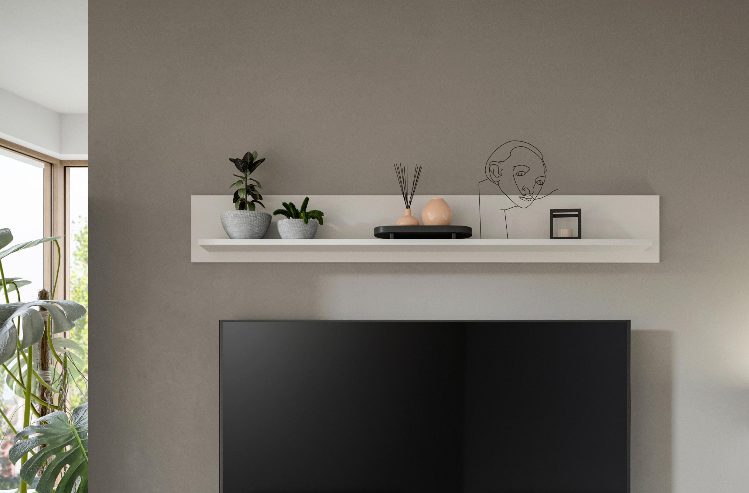 Poliță de perete JAM - alb, Design, material pe bază de lemn (140/20/15cm) - Modern Living