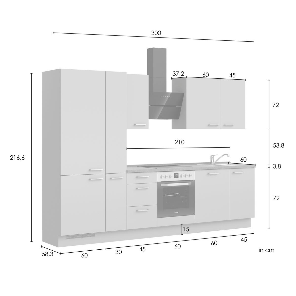 Küchenleerblock Senso High o. Geräte Olivgrün - Eichefarben/Schwarz, ROMANTIK / LANDHAUS, Holzwerkstoff/Metall (300cm) - Nobilia