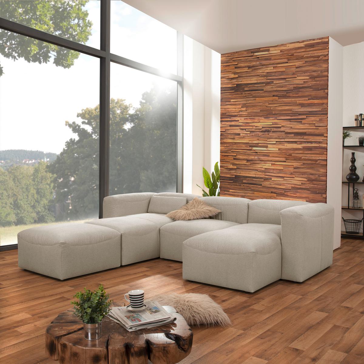 WOHNLANDSCHAFT LENA - Creme, Design, Kunststoff/Textil (235/275/160cm) - Max Winzer