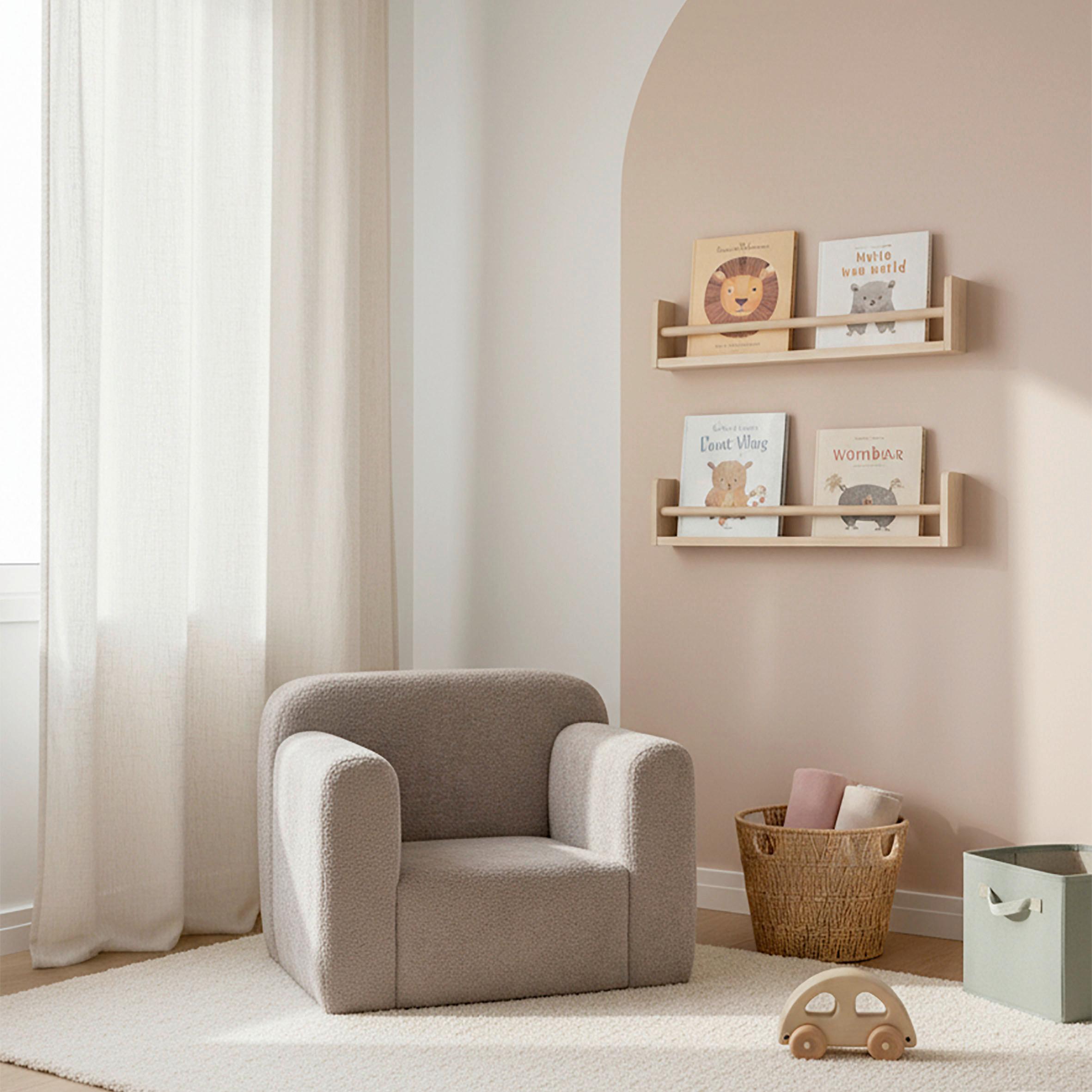 BARNFÅTÖLJ BONNY - beige, Modern, trä/textil (61,5/48/45cm) - Bessagi Kids