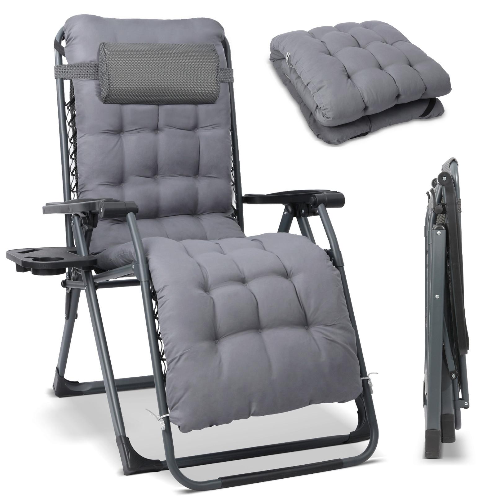 Garten-Relaxsessel Grau klappbar - Grau, Basics, Textil/Metall (68/88/110cm) - Modante