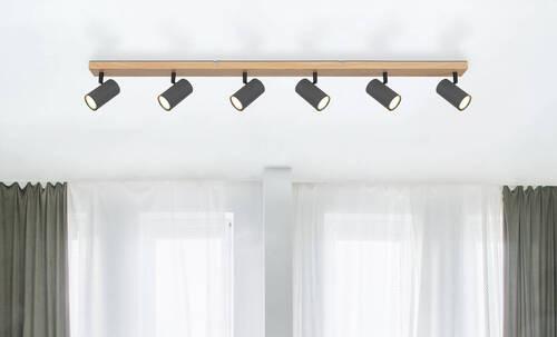 Strahler Robby max. 35 Watt - Graphitfarben/Schwarz, Natur, Holz/Metall (115/6/12cm) - Globo