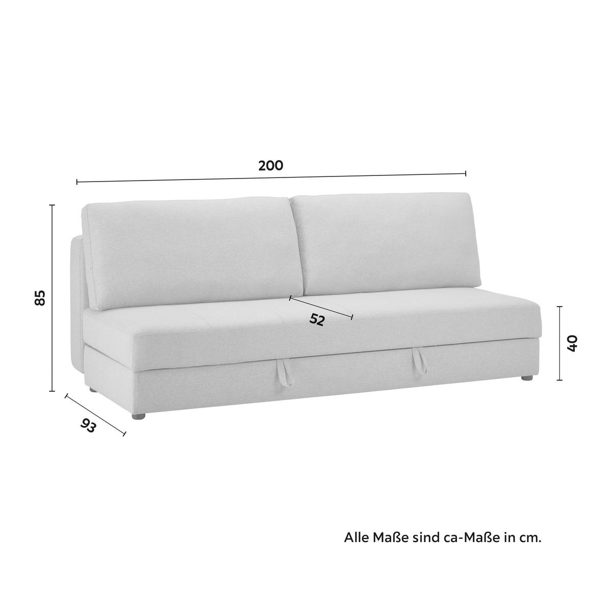 Schlafsofa Claudio Hellgrau Webstoff - Hellgrau/Schwarz, MODERN, Holz/Kunststoff (200/85/93cm) - Bessagi Home