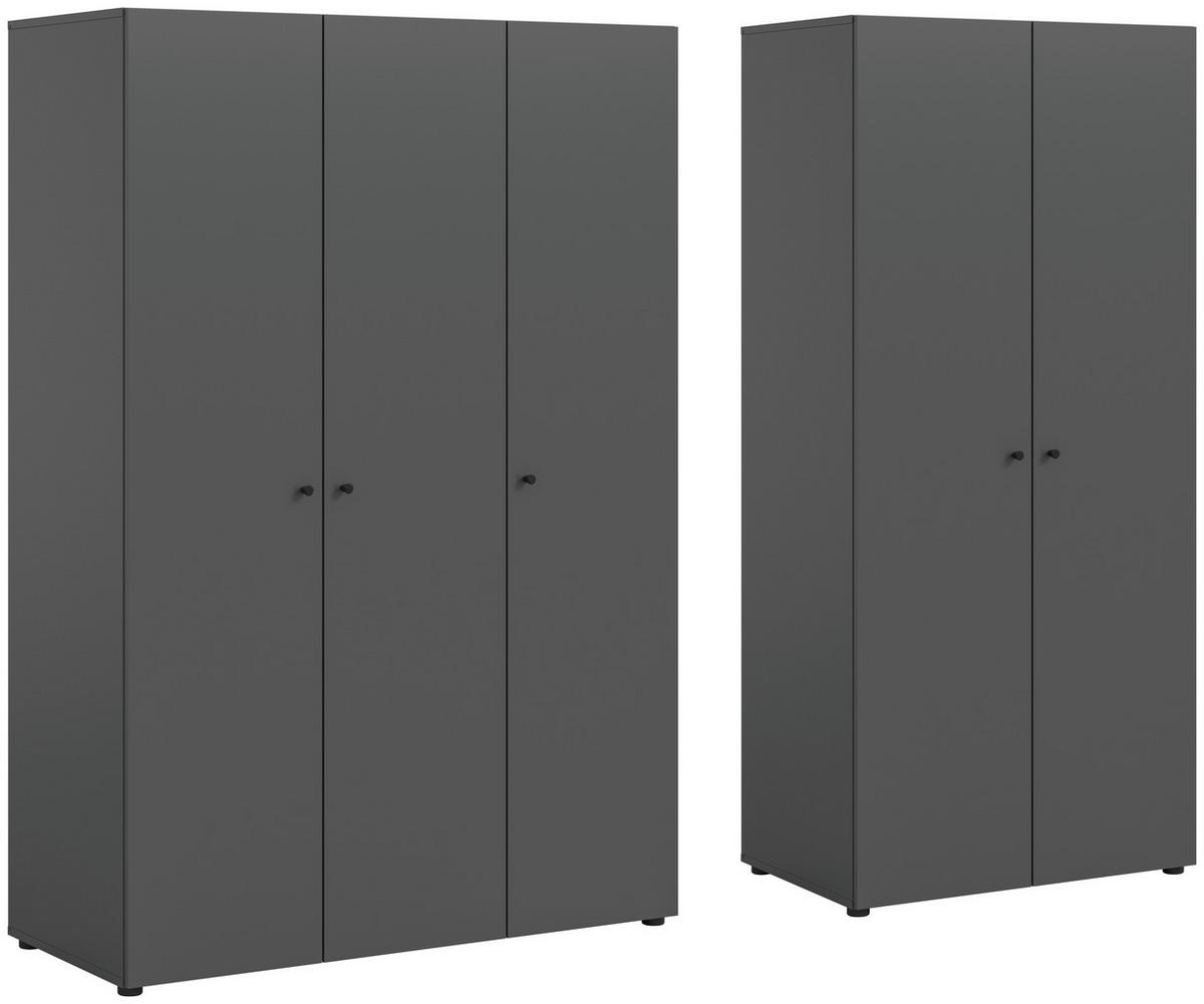 Drehtürenschrank DARWIN ca.200x176x51cm Anthrazit - Anthrazit/Schwarz, MODERN, Holzwerkstoff/Kunststoff (200/176/51cm) - MID.YOU