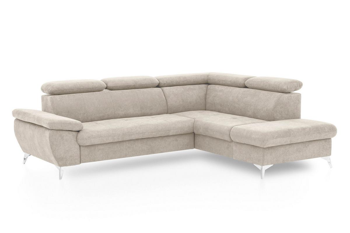 Sarokkanapé Gisele - szürkésbézs, Modern, textil (256/83/209cm)