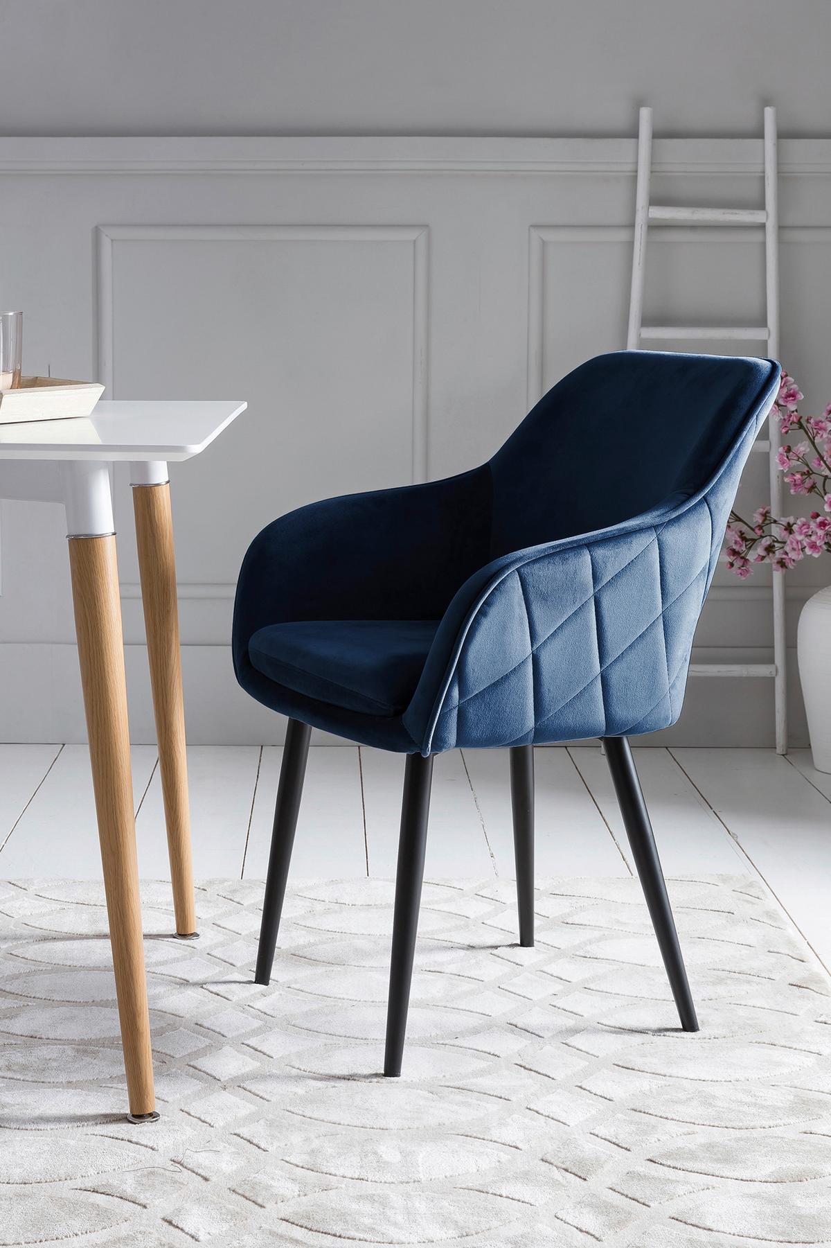 Naslanjač Samt, Modra - modra/črna, Moderno, kovina/tekstil (61/85/60cm) - Livetastic