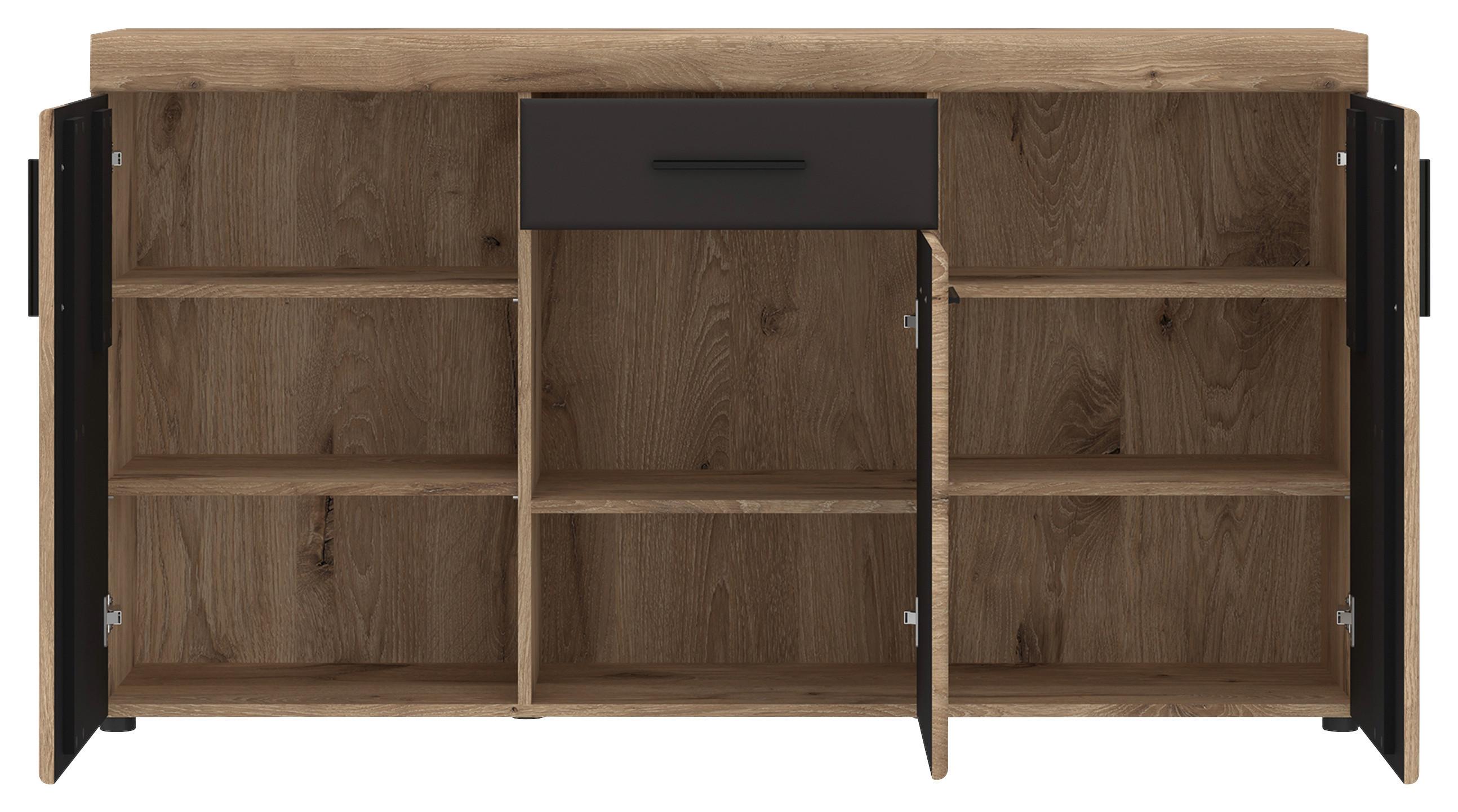 Komoda Grano - boje hrasta/tamno siva, Trend, drvni materijal/plastika (157/86/40,9cm) - Modern Living