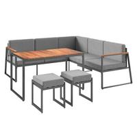 Lounge Garnitura Luzern, Siva, Akacija, 5-Delno - siva/naravne barve, Moderno, kovina/tekstil (190/190cm) - Beldano