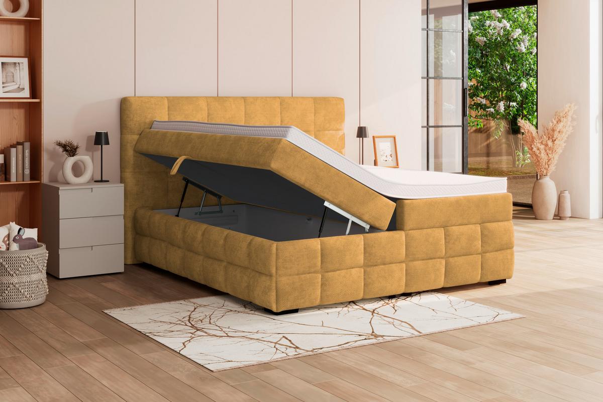 PAT BOX VEGA - auriu/verde, Trend, lemn/textil (160/200cm) - Modern Living