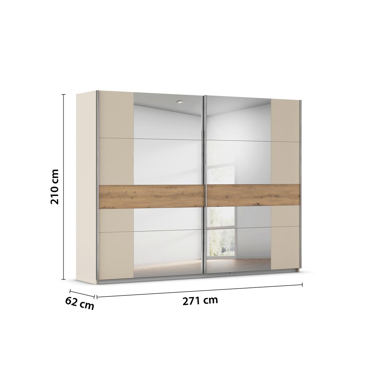 Ormar S Kliznim Vratima Calisto - srebrne boje/hrast Artisan, Trend, drvni materijal/metal (271/210/62cm) - Modern Living