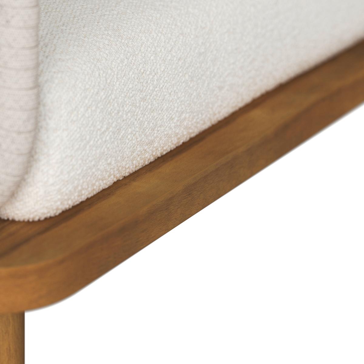 Loungegarnitur Mara Creme Echtholz/Textil/Metall - Weiss/Teakfarben, Modern, Holz/Textil (165/62,5/70cm) - Bessagi Garden