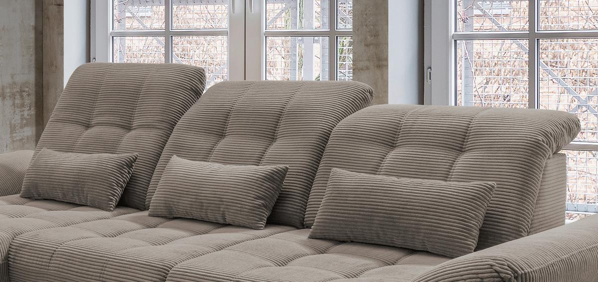 Ecksofa mit Bettkasten Rigatti ca. 184x314 cm Graubraun - Graubraun/Schwarz, MODERN, Textil/Metall (184/314cm) - Livetastic
