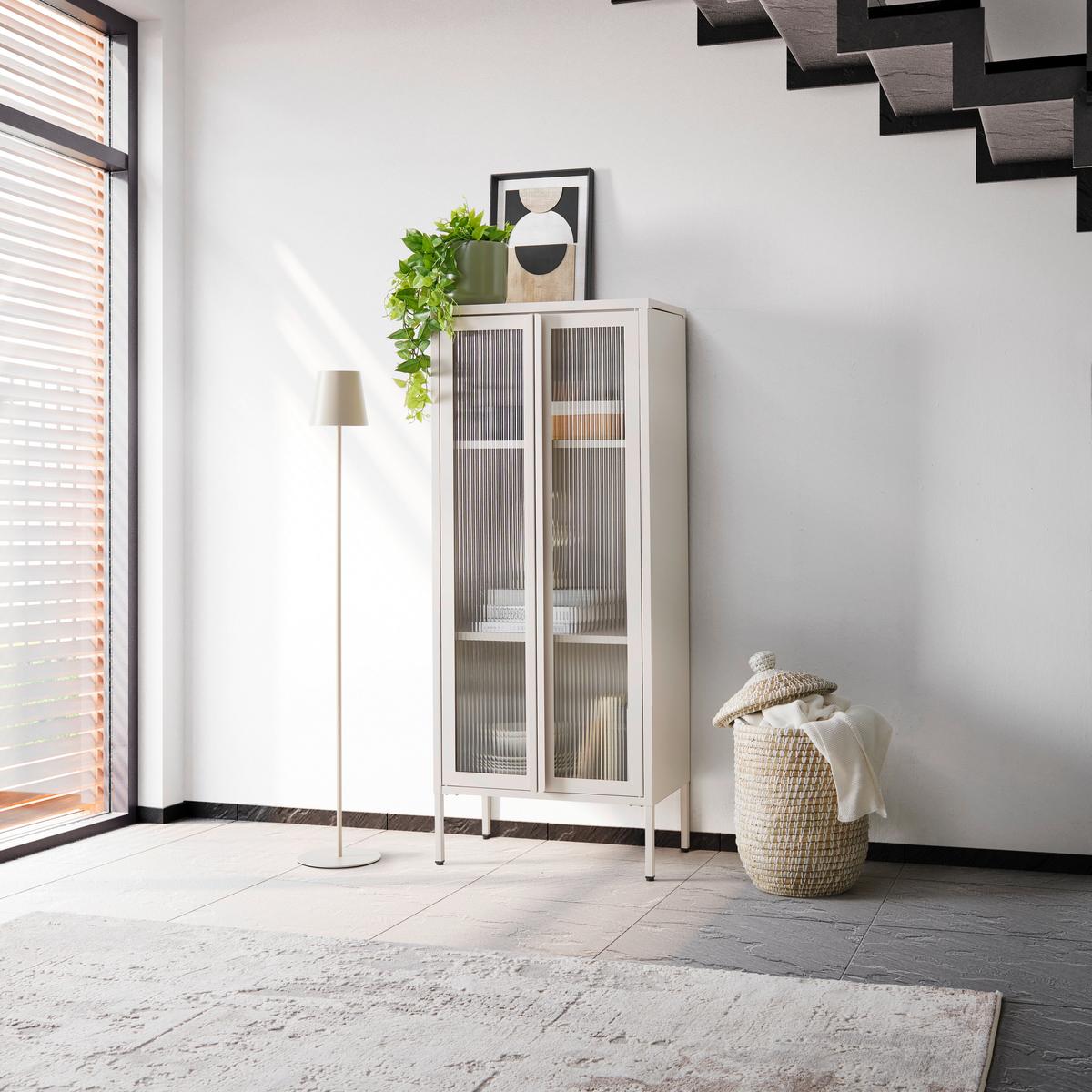 Vitrine Floyd Beige/Transparent - Transparent/Beige, MODERN, Glas/Metall (60/145/35cm) - Mömax