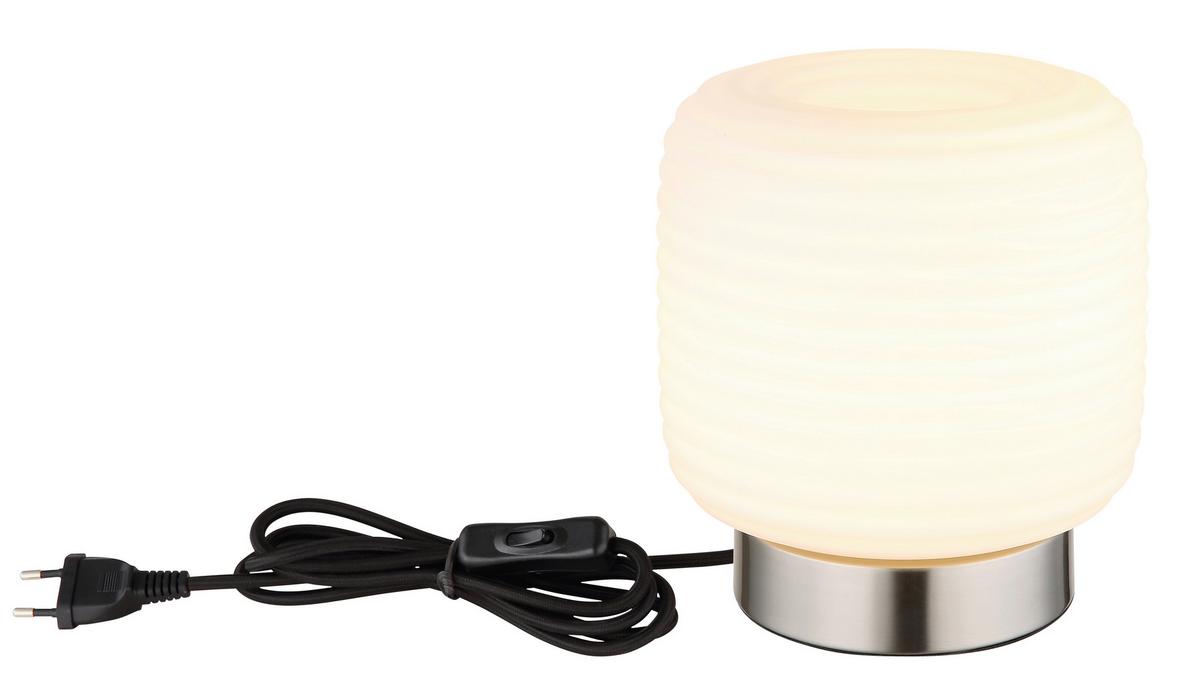 TISCHLEUCHTE 15772T KLADORA - Weiss/Nickelfarben, Konventionell, Glas/Metall (20/21,5cm) - Globo