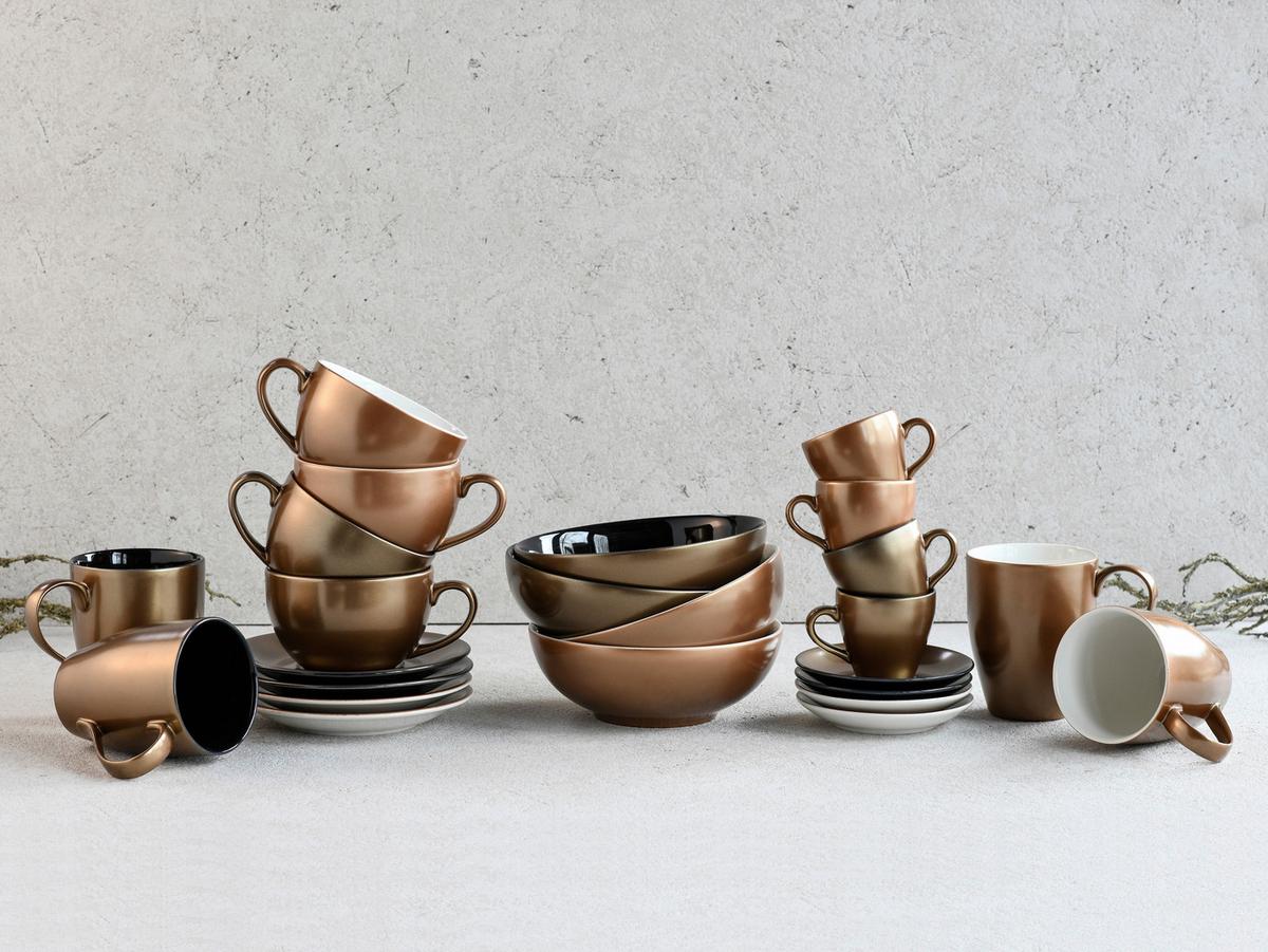 Csészekészlet 25847 - aranyszínű/fehér, Basics, kerámia - Creatable