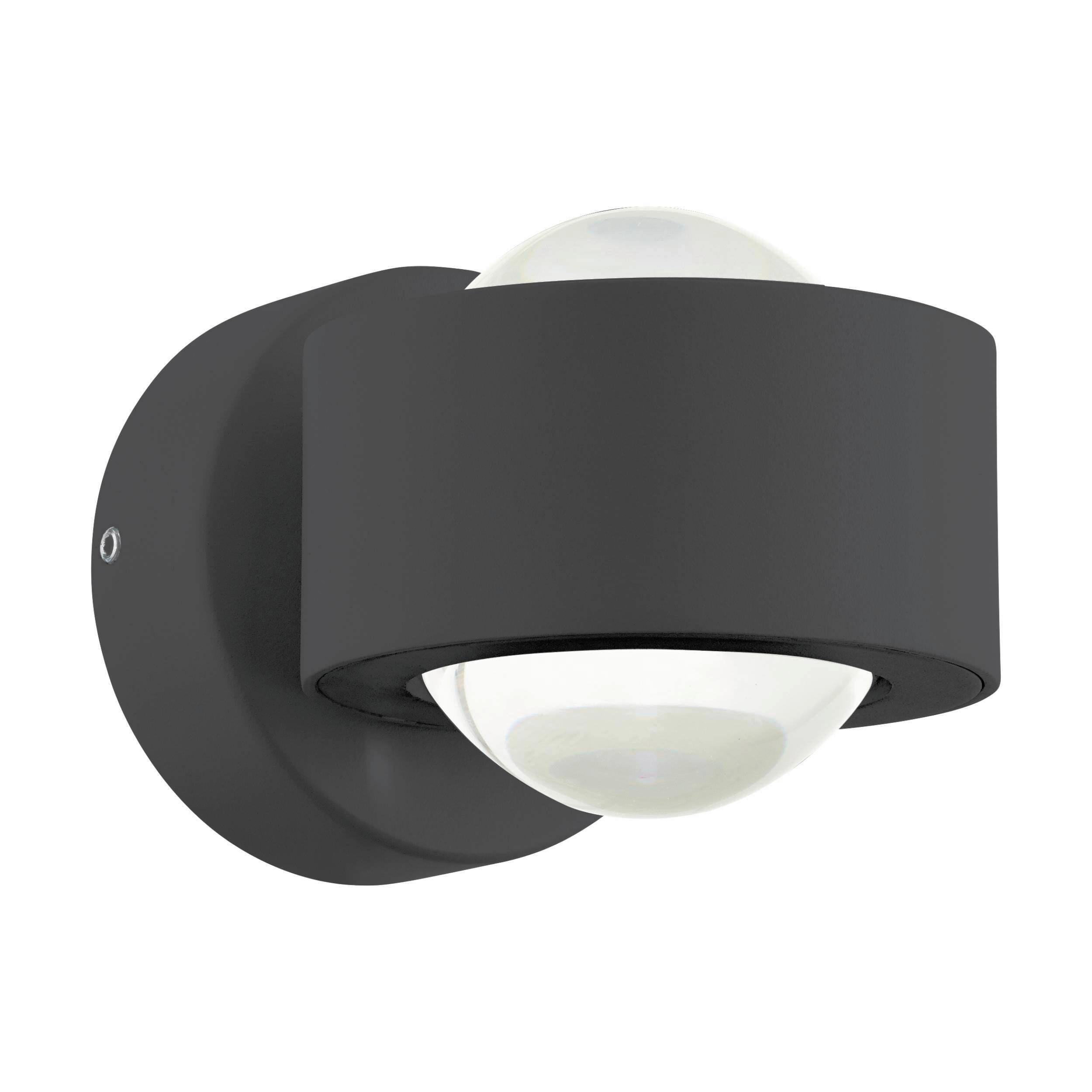 Aussenwandleuchte 98746* Treviolo - Klar/Anthrazit, Design, Glas/Metall (9/8,5cm) - Eglo