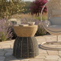 Gartenbeistelltisch Noelia Naturfarben/Schwarz - Schwarz/Naturfarben, MODERN, Naturmaterialien/Holz (45/55/45cm) - Bessagi Garden