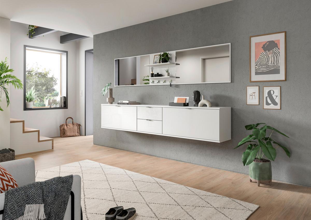 GARDEROBE PROJEKT X - Weiss Hochglanz/Weiss, Design, Holzwerkstoff (236/193/32cm) - Livetastic