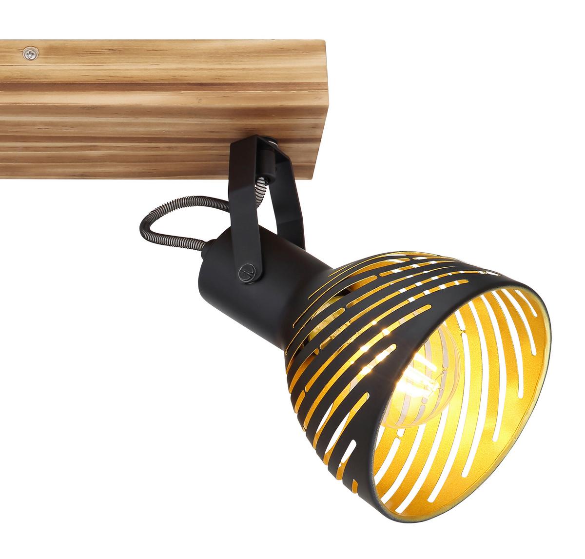 Strahler Lenna max. 40 Watt - Dunkelbraun/Goldfarben, Basics, Holz/Metall (30/12,5/25cm) - Globo
