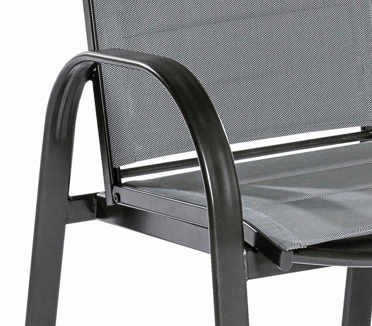 Gartensessel 2er-Set Marini Grau - Graphitfarben/Grau, KONVENTIONELL, Textil/Metall (57/110/73cm) - Gardenson