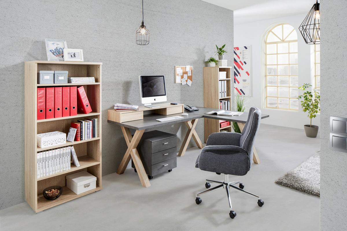 Pisalna Miza Mister Office, Barva Grafita - barve hrasta/barve grafita, Moderno, leseni material (140/75/70cm) - Mömax