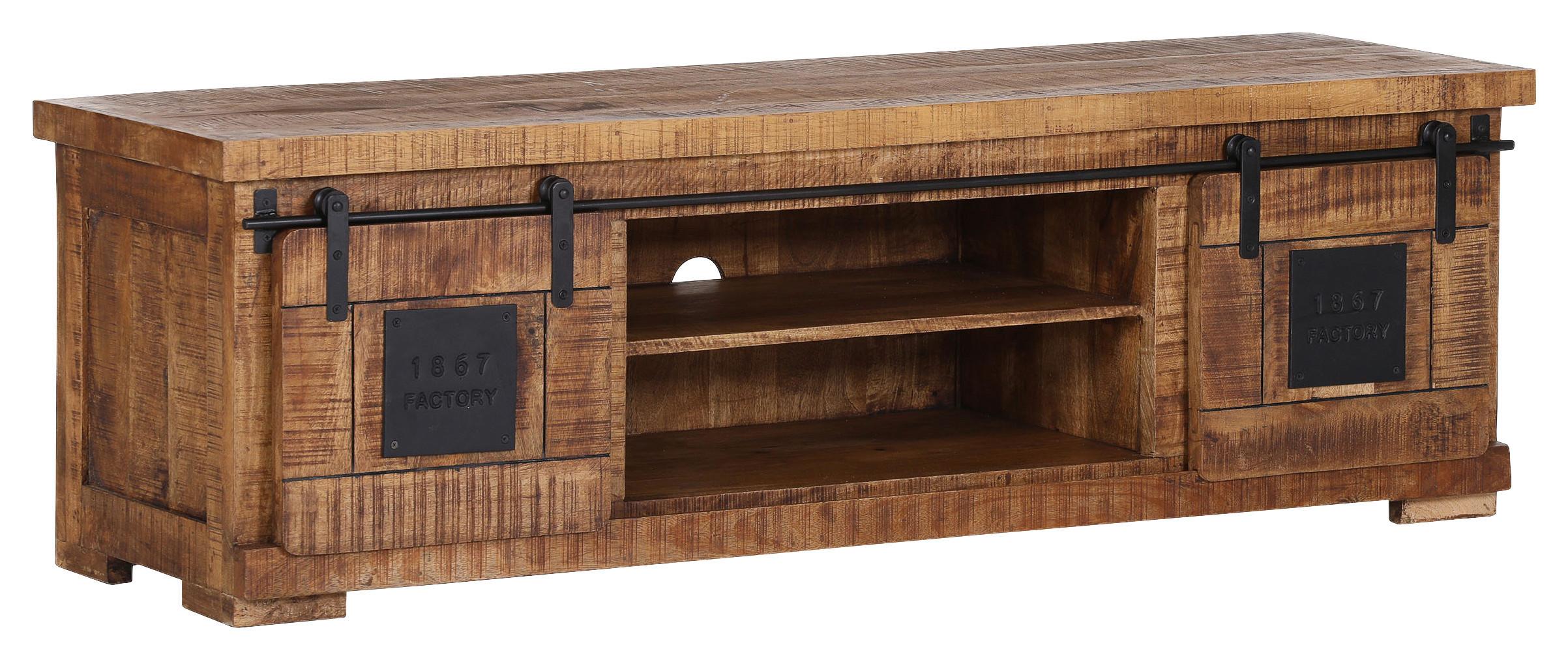 KOMODA NISKA BARNEY - kolor naturalny/czarny, Konventionell, metal/drewno (160/50/45cm) - Landscape