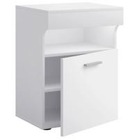 Nočna Omarica Slepal M, Bela - srebrne barve/črna, Moderno, umetna masa/leseni material (45/61/39cm) - MID.YOU