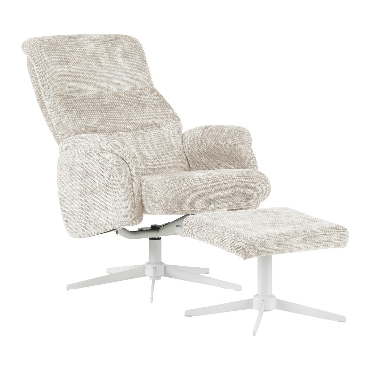 Relax Fotel Lábtartóval Star - krémszínű, Modern, textil/fém (72/107-95/86-110cm) - Mömax