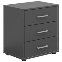 Noćni Ormarić Smart 3 - sivo-bijela/srebrne boje, Basics, drvni materijal/plastika (50/54/35cm) - Modern Living