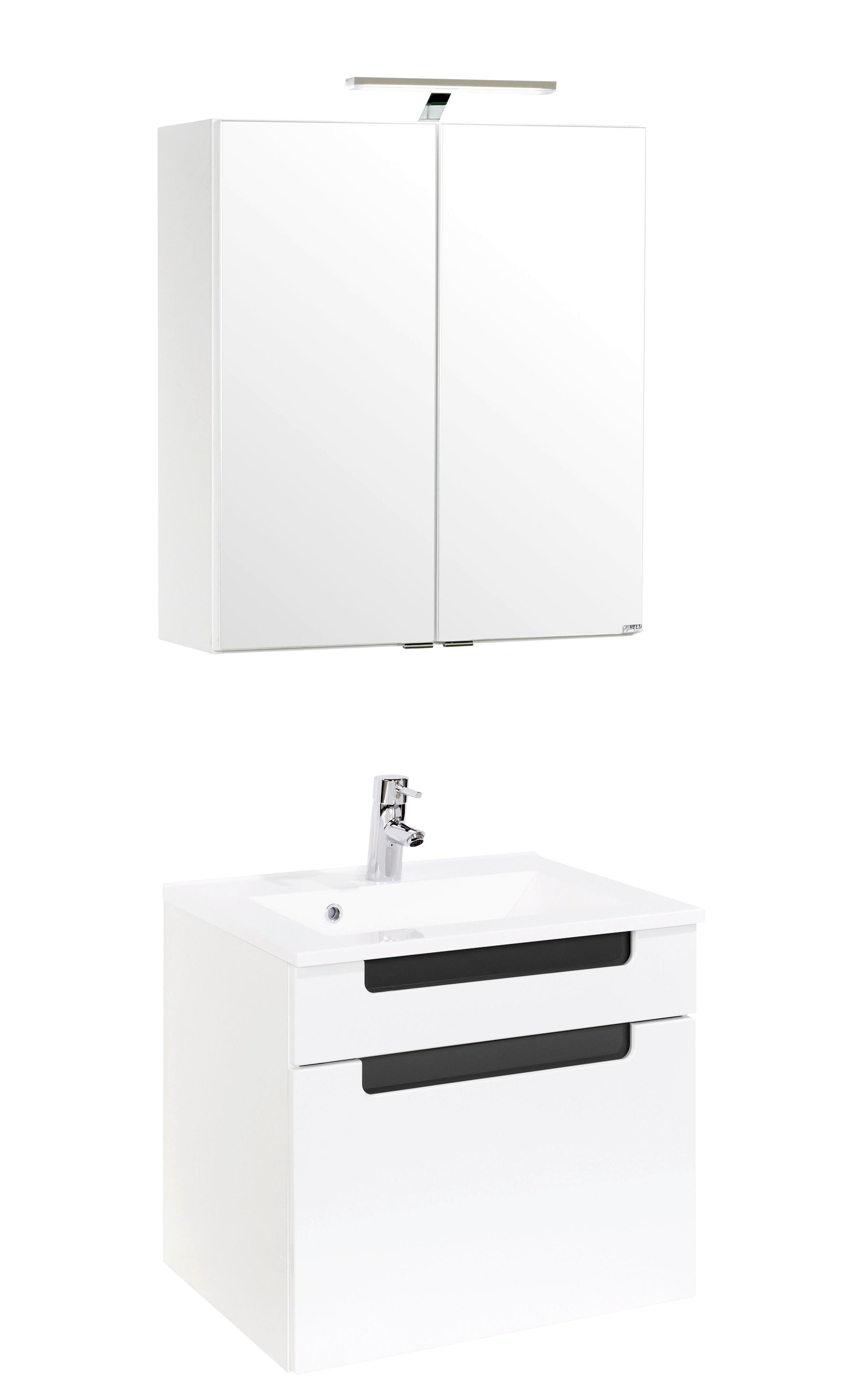 Badezimmer in Weiss/ Anthrazit 'Siena' - Anthrazit/Weiß, MODERN, Holzwerkstoff/Stein (60cm) - Held