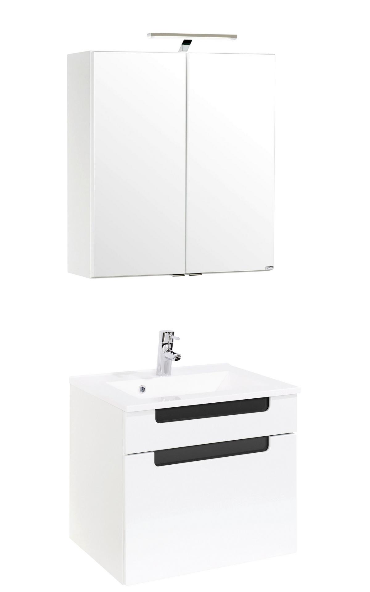 Badezimmer in Weiss/ Anthrazit 'Siena' - Anthrazit/Weiß, MODERN, Holzwerkstoff/Stein (60cm) - Held