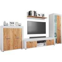 WOHNWAND USILO XL WW - Honigeiche/Weiss, Design, Glas/Holzwerkstoff (300/159/37cm) - MID.YOU