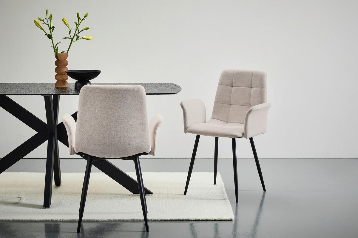 KRZESŁO Z PODŁOKIETNIKAMI JEFF -EXKLUSIV- - czarny/taupe, Modern, metal/tkanina (59/87,5/55cm) - Stylife