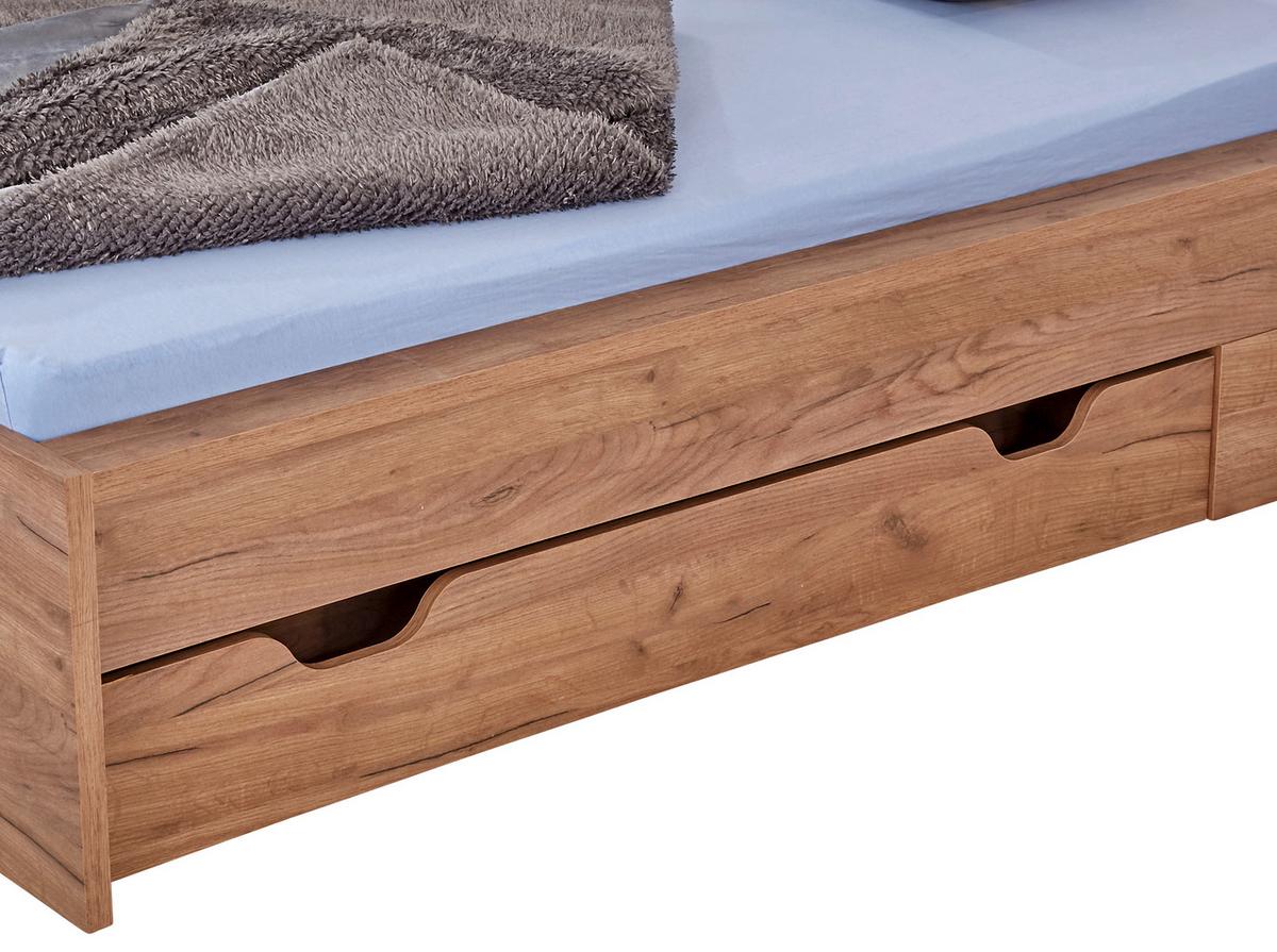 Postelja Avensis New, Temni Hrast, Bela, 90x200 - barve hrasta/bela, Konvencionalno, leseni material/les (90/200cm) - Mömax