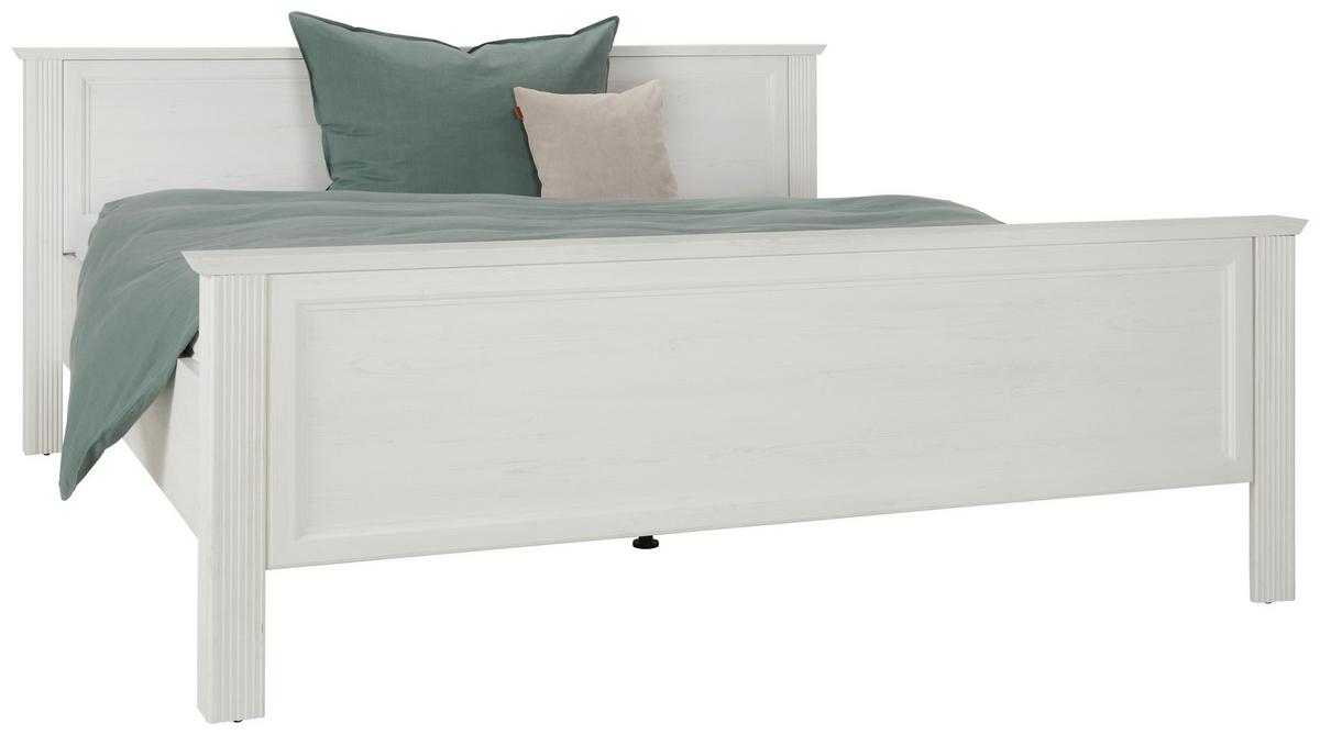 Bett in Weiß ca.160x200cm - Weiß, ROMANTIK / LANDHAUS, Holzwerkstoff (160/200cm) - Zandiara