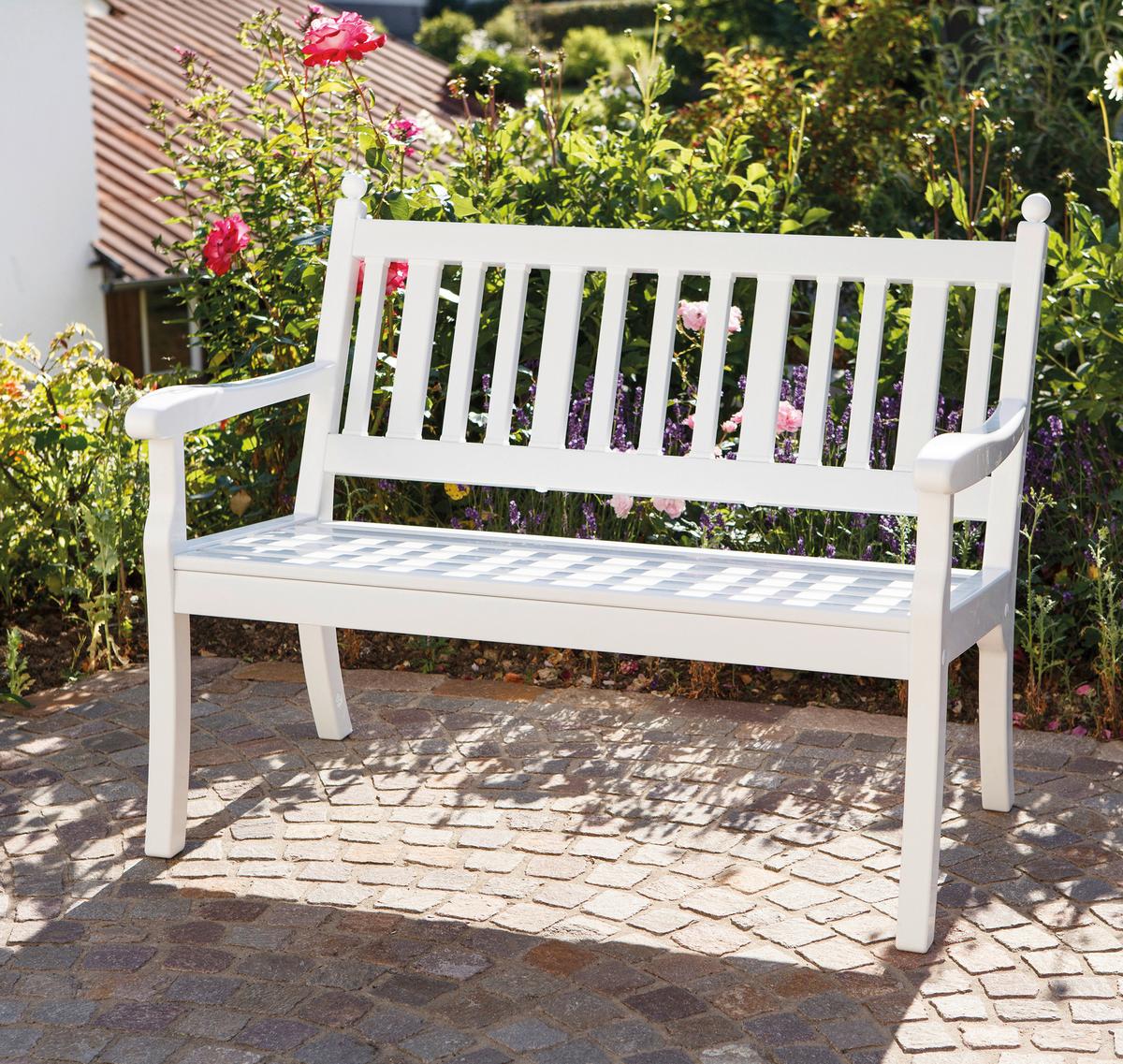 Gartenbank Weiß - Weiß, MODERN, Kunststoff (115/88/69cm) - Gardenson