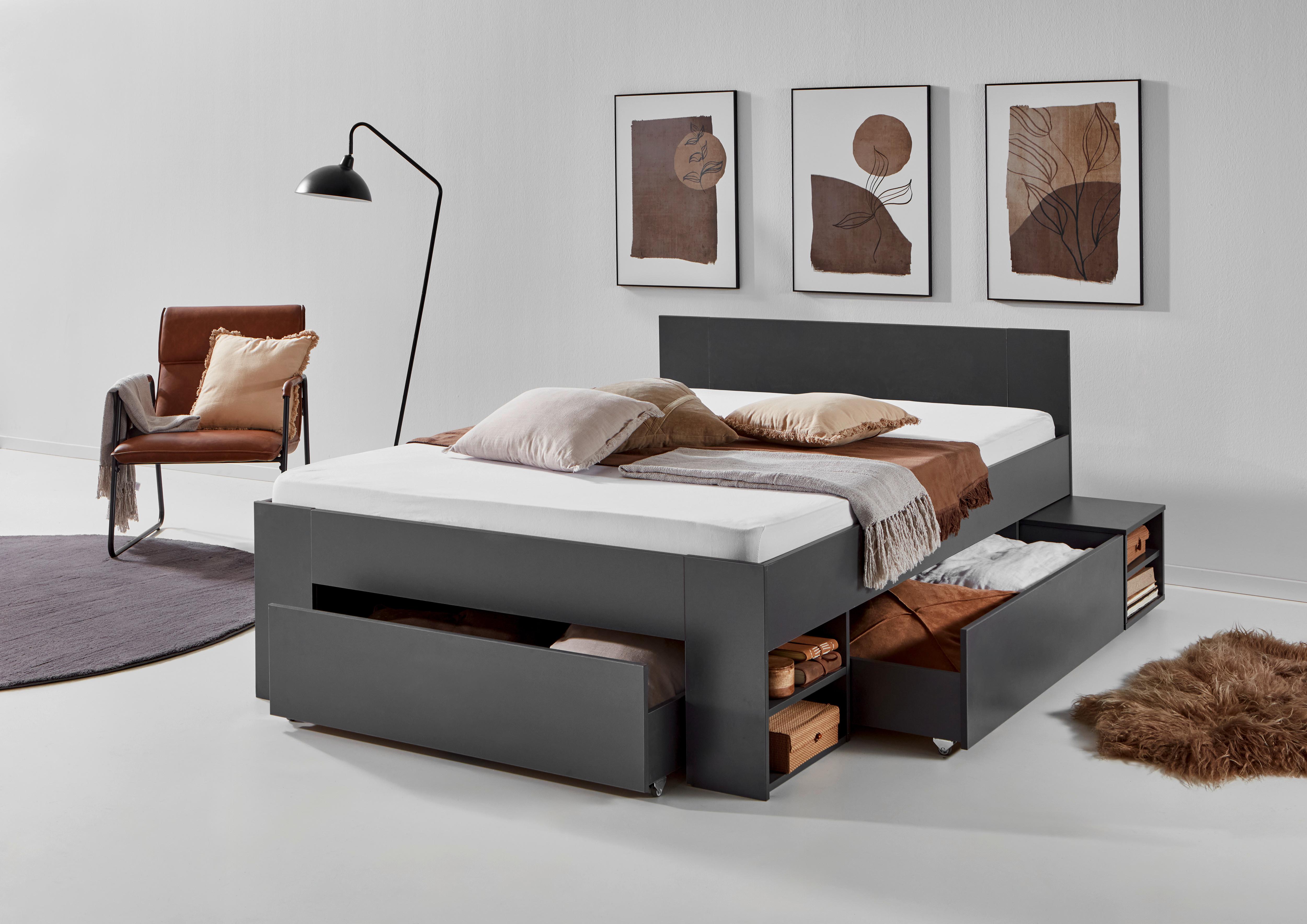 Postelja Azurro 2-120 - antracit, Moderno, leseni material (120/200cm) - Mömax