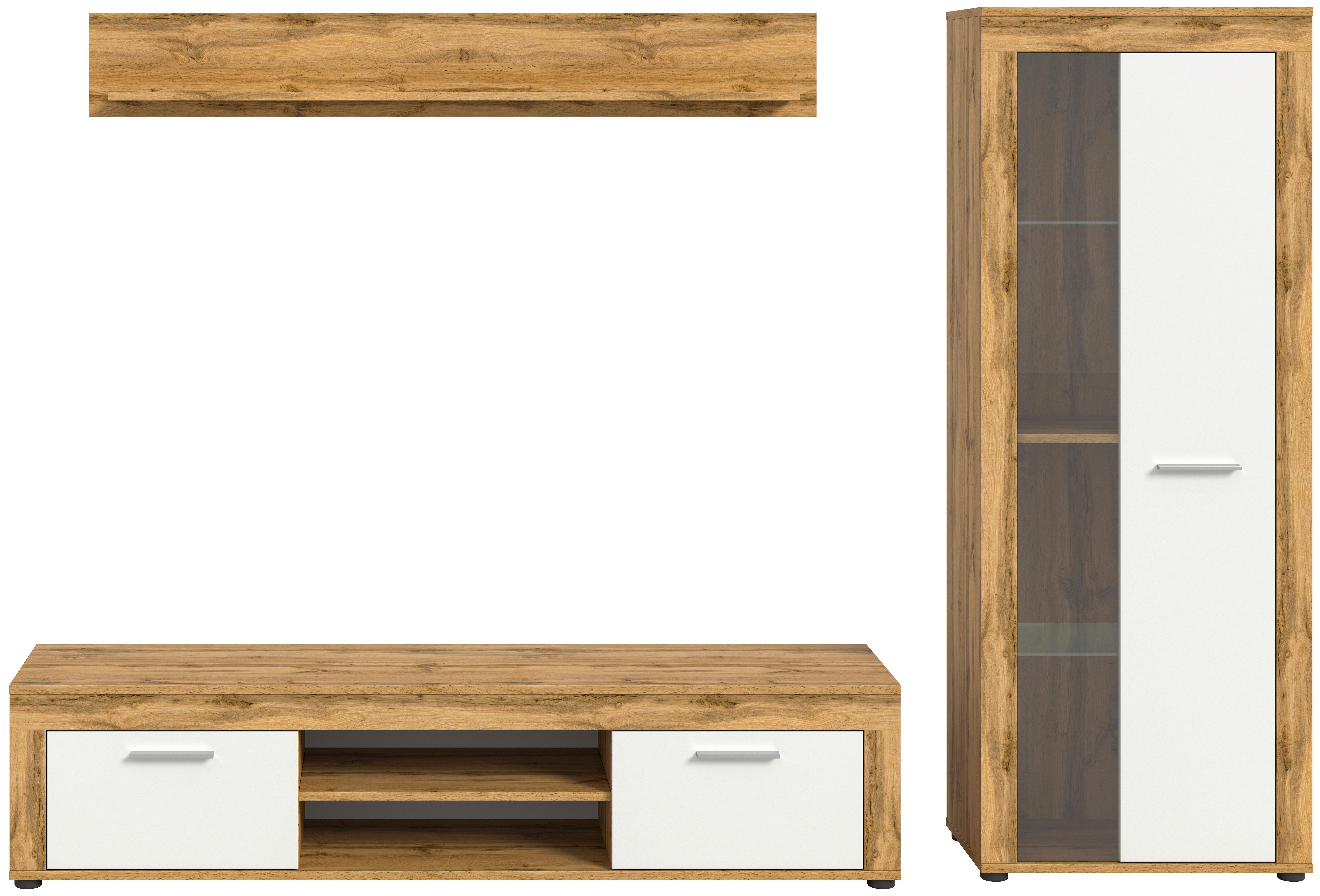 ANSAMBLU MOBILIER CAMERA DE Z JAM - alb/stejar Wotan, Design, sticlă/material pe bază de lemn (235/159/35cm) - Modern Living