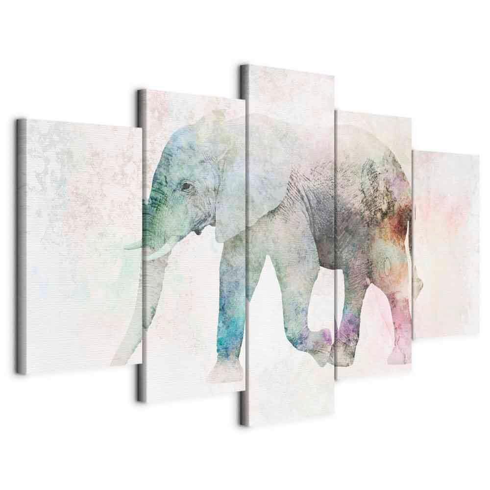 Slika Na Platnu Painted Elephant - večbarvno, Basics, tekstil/leseni material (100/50/1,2cm) - artgeist
